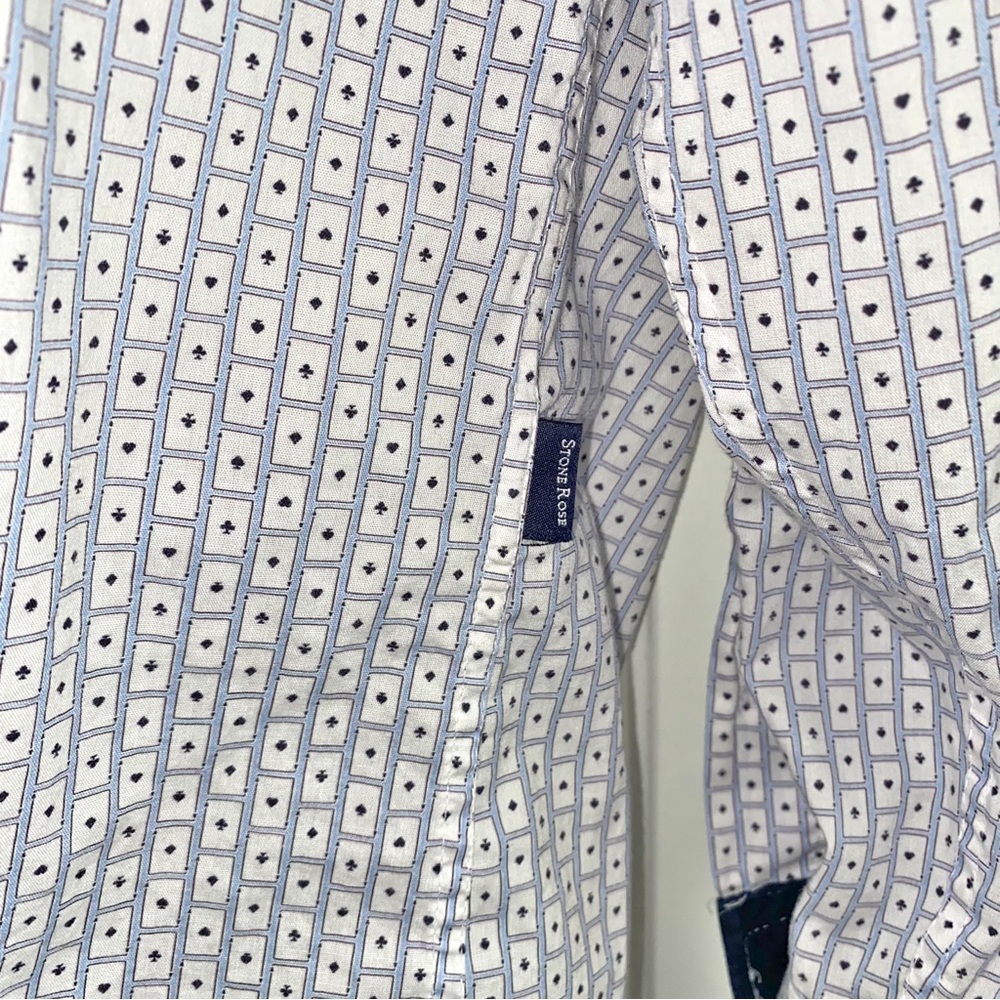 STONE ROSE ☆ Playing Cards Print Long Sleeve Button Up Shirt - Picture 4 of 7
